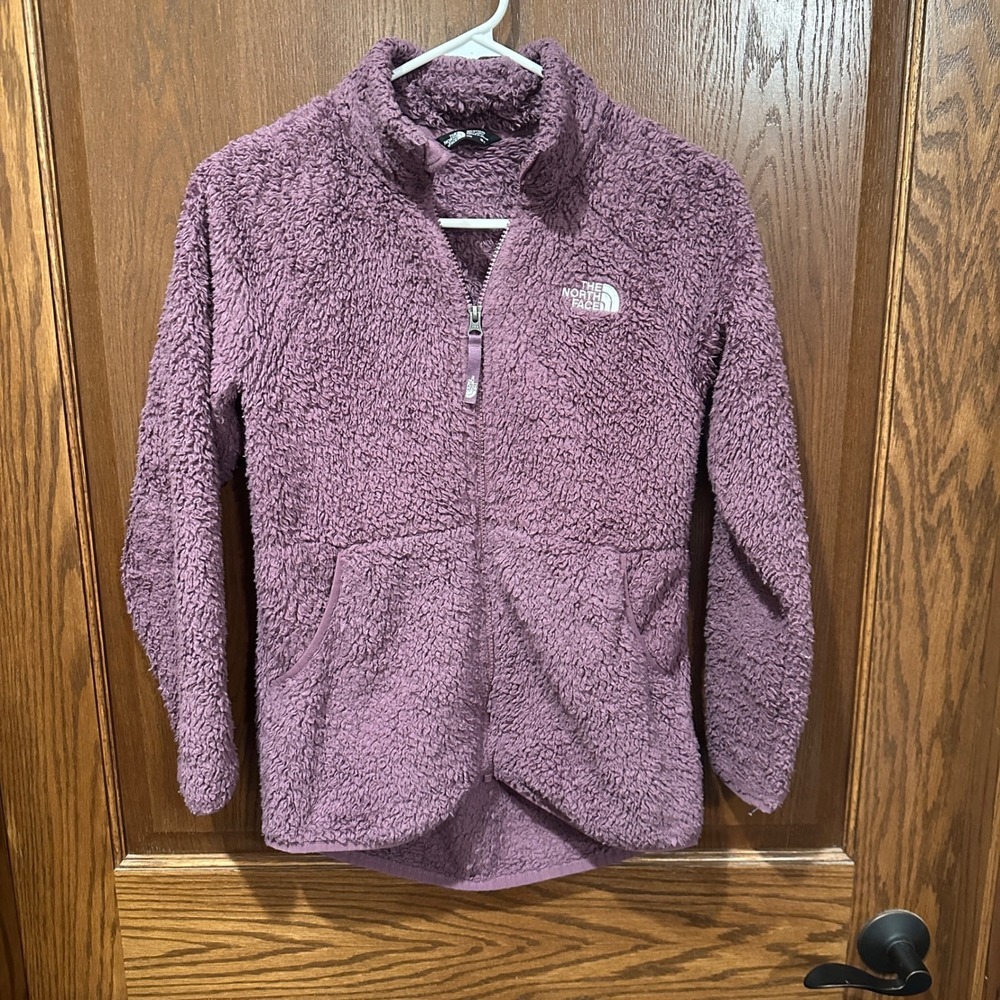 Girls The North‎ Face Osito Fleece Fuzzy Jacket Purple Size 10/12 Med Cozy Warm